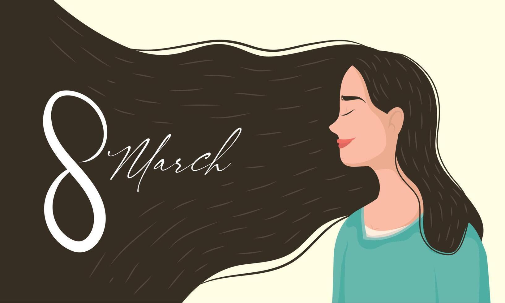 letras del día de la mujer en el cabello vector