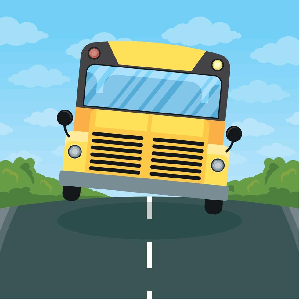 school bus front in road vector