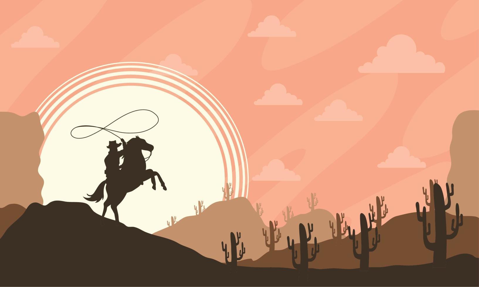 cowboy in the desert scene vector