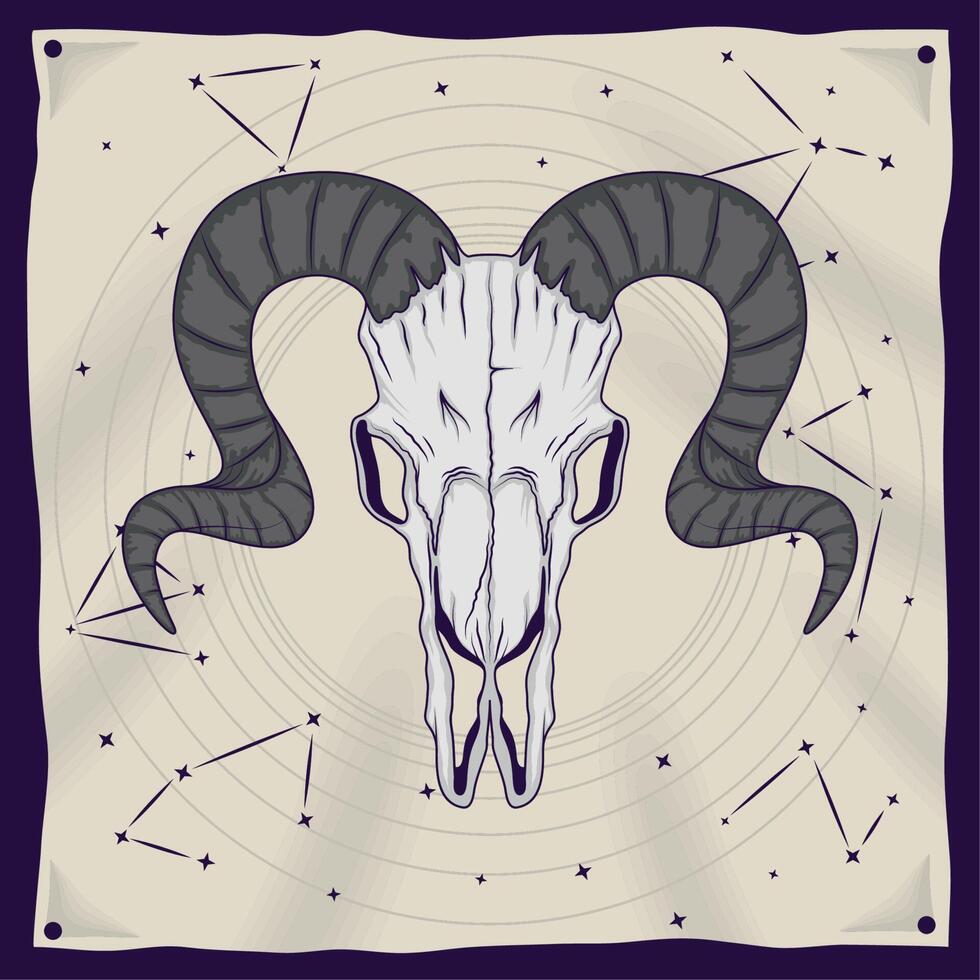 goat skull in mystic paper vector