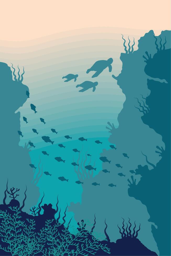 turtles and fishes vector