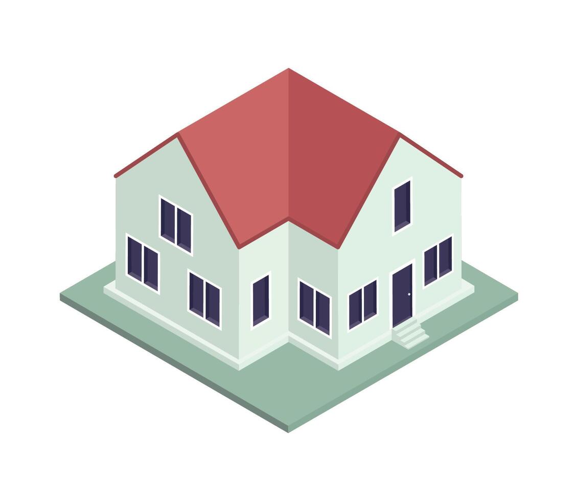 isometric house building vector