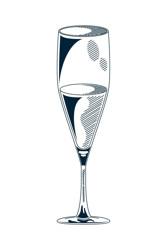 champagne cup sketch vector