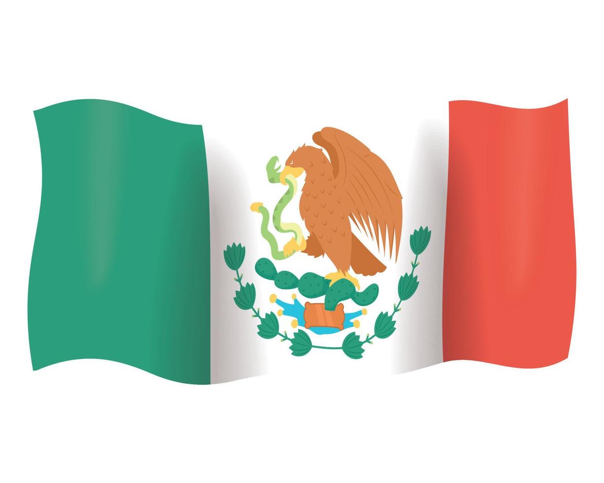 mexican flag waving vector