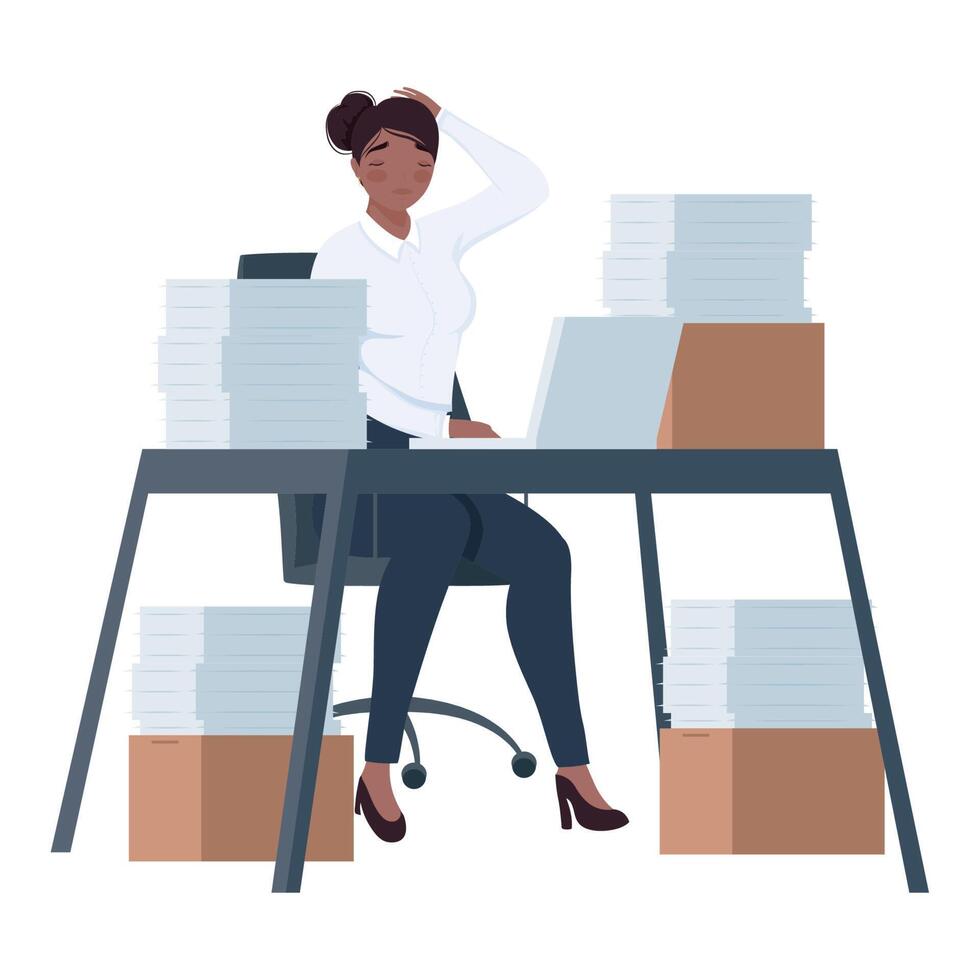 afro female accountant working vector