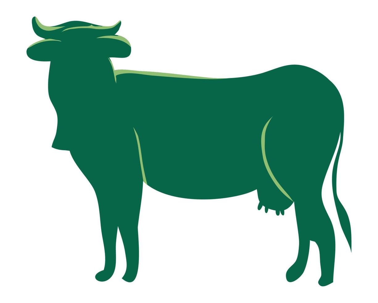 vaca animal verde silueta vector