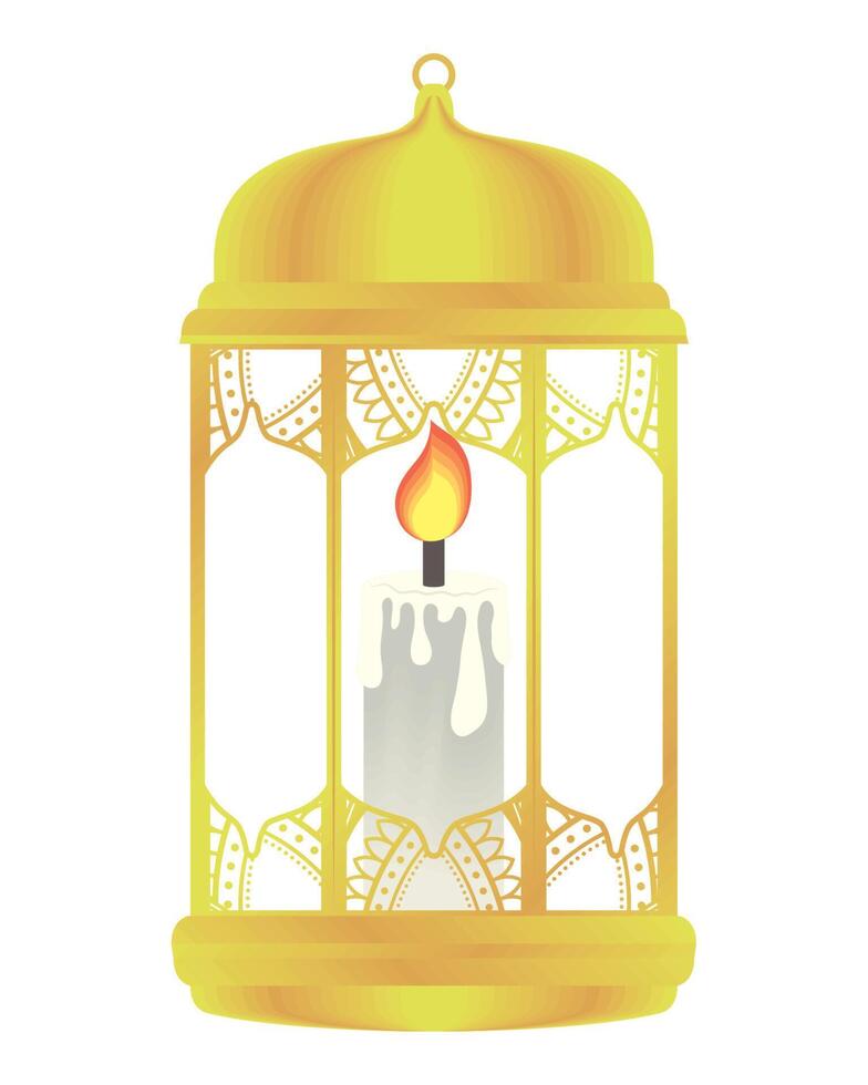 golden lamp with candle vector