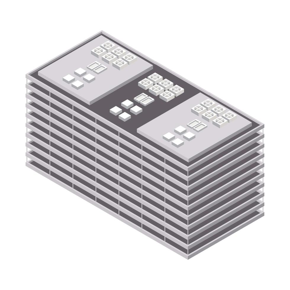 modern isometric gray building vector