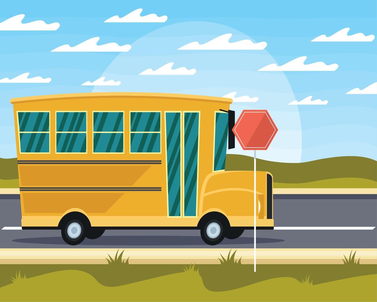 school bus with stop signal vector