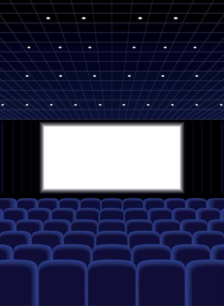 cinema auditorium with blue chairs vector