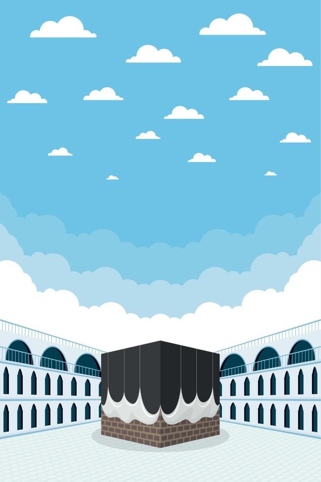 Islamic pilgrimage mecca landmark vector