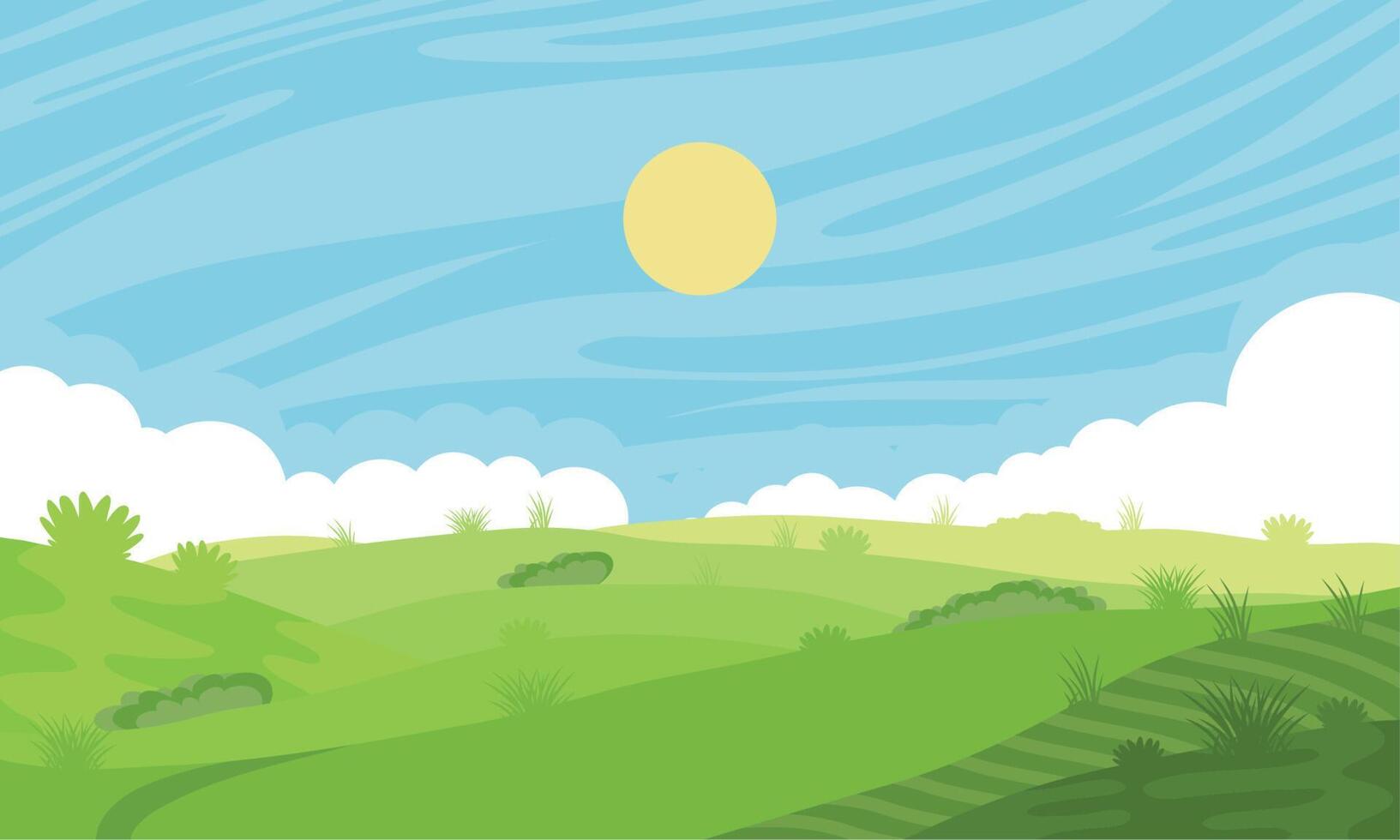 paisaje campo y cielo vector