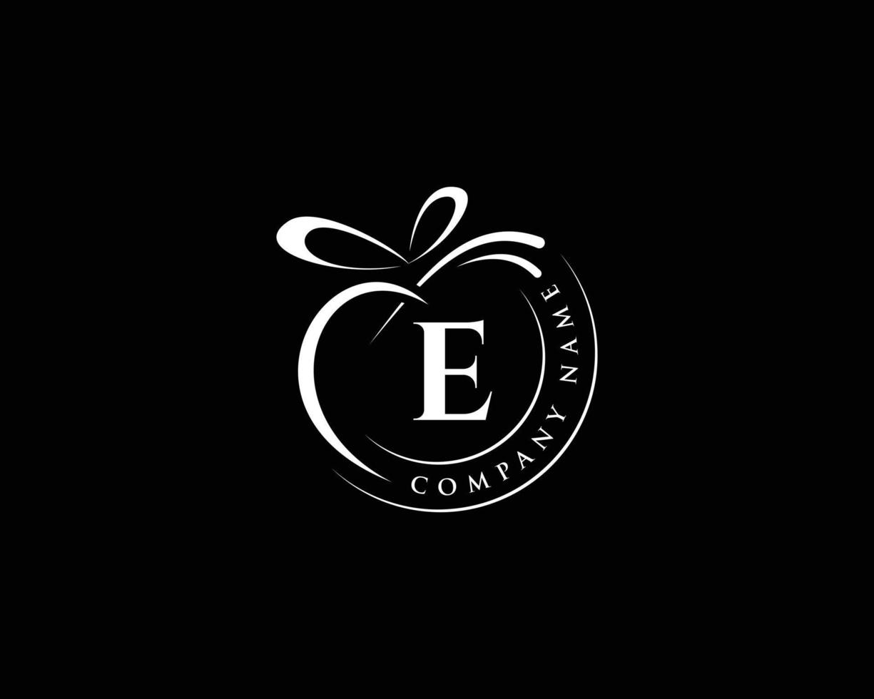 Abstract gift letter E logo design, vector E letter logo design, rounded style simple vector lettering logo design