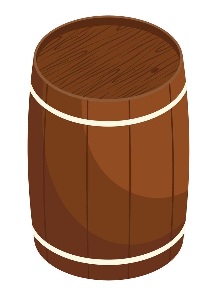 isometric wooden barrel vector