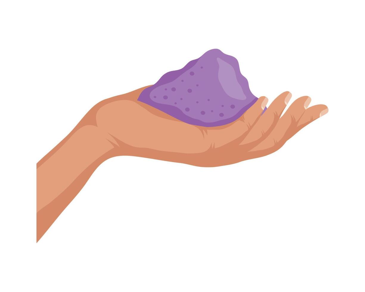 hand with purple powder vector