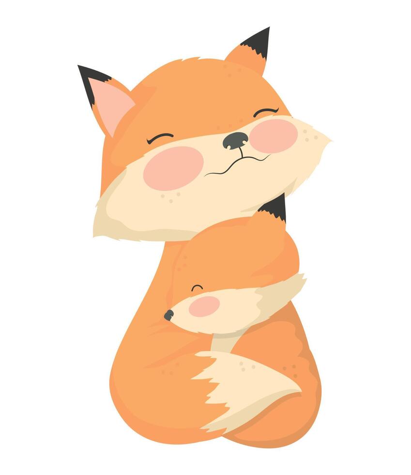 fox mom with baby vector