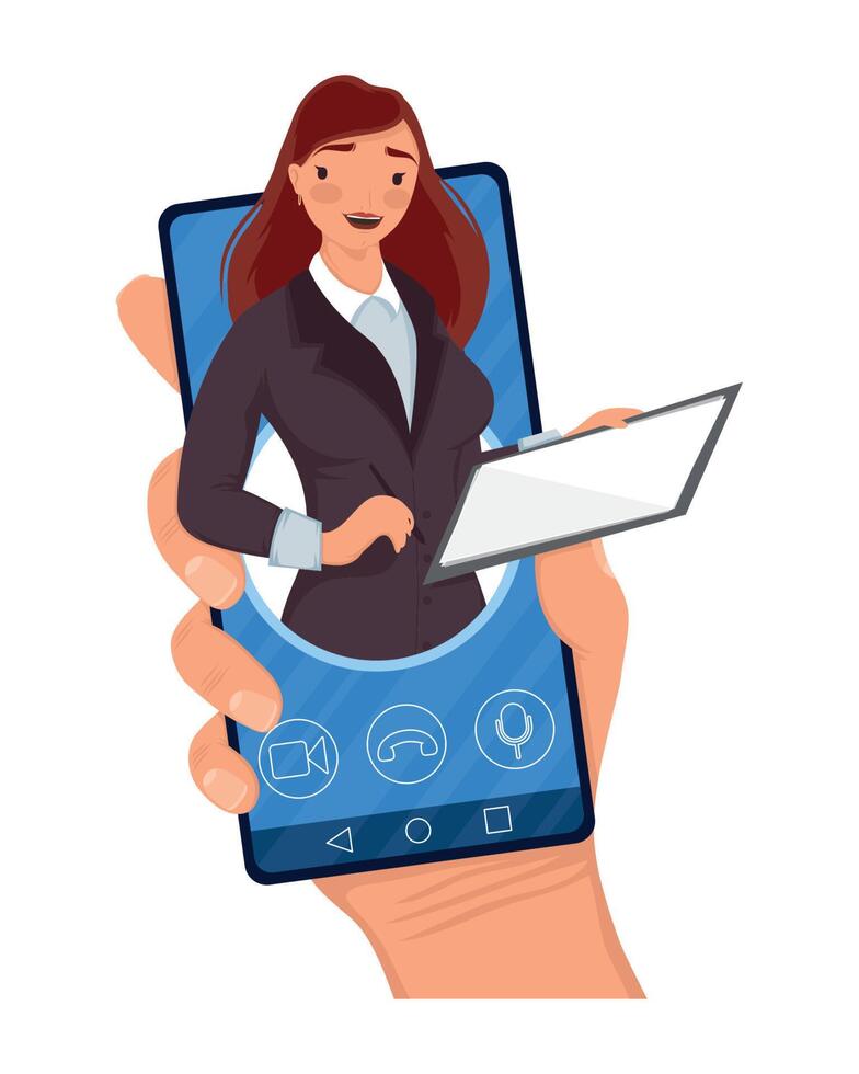 busineswoman in smartphone vector