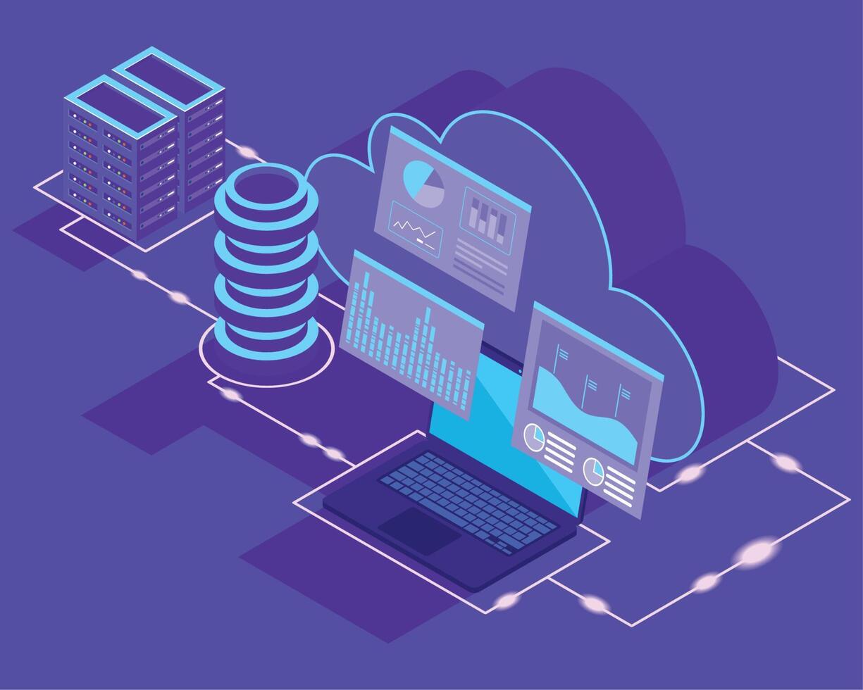 laptop and storage tech vector