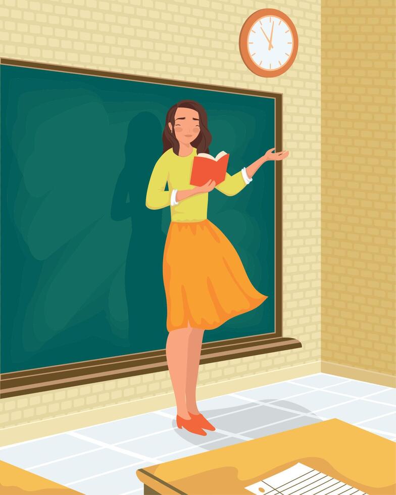 female teacher in classroom vector