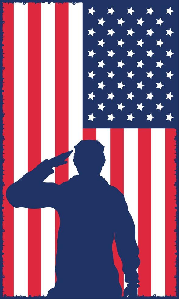 usa flag with soldier silhouette vector
