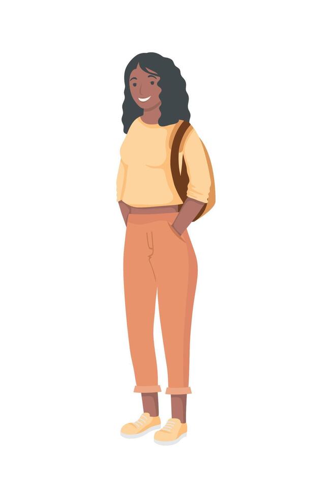 afro student girl vector
