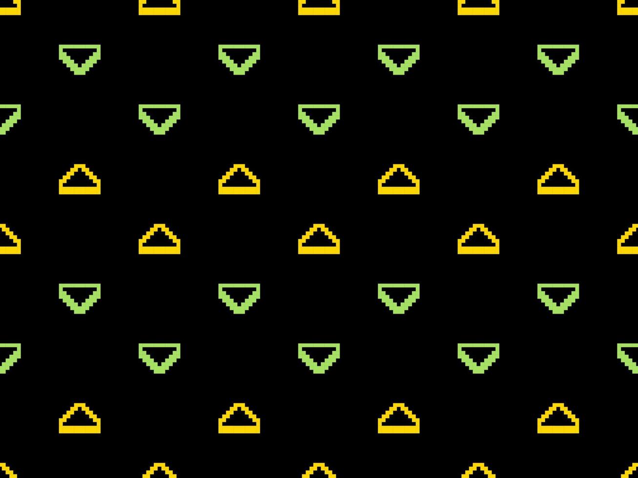 Triangle seamless pattern on black background.  Pixel style vector