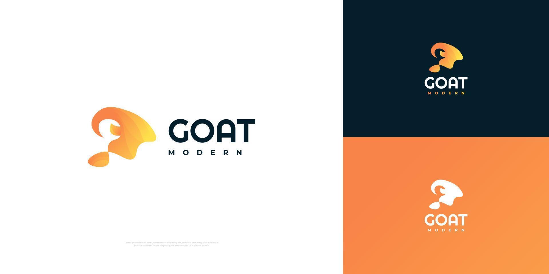 Modern Goat Logo or Icon Design. Lamb Logo Vector Illustration in Orange Gradient Style