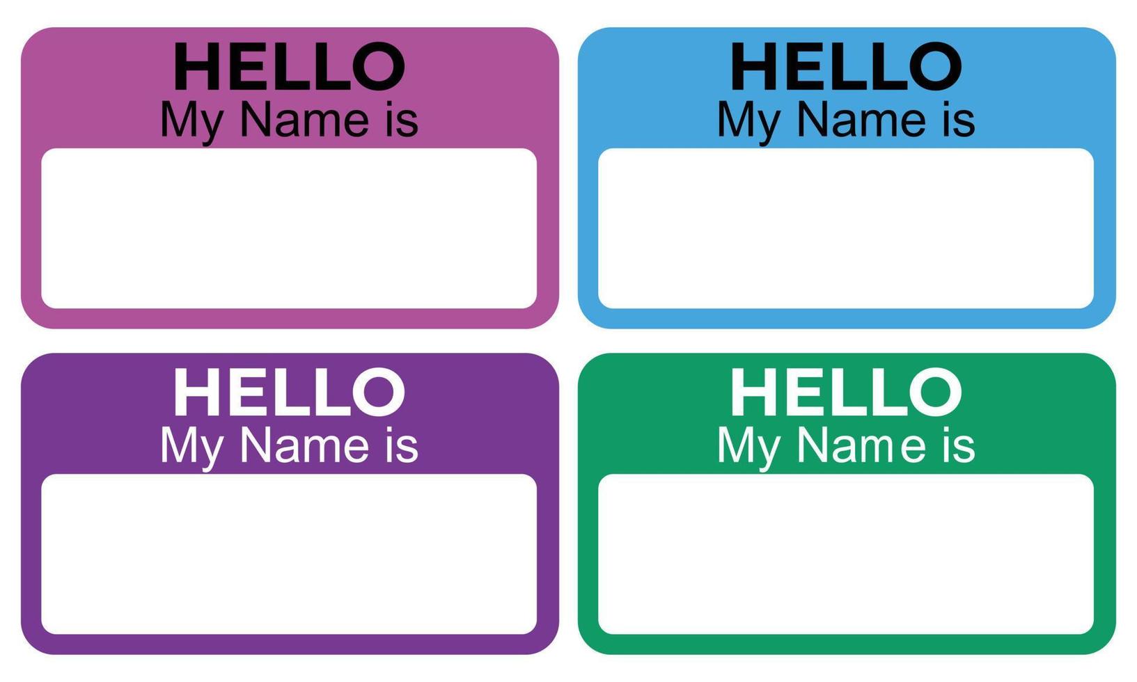 Simple colorful name tag. To mark our books. Back to school. Our book identity marker, Hello my name is, tag or label. Editable vectors. EPS10 vector