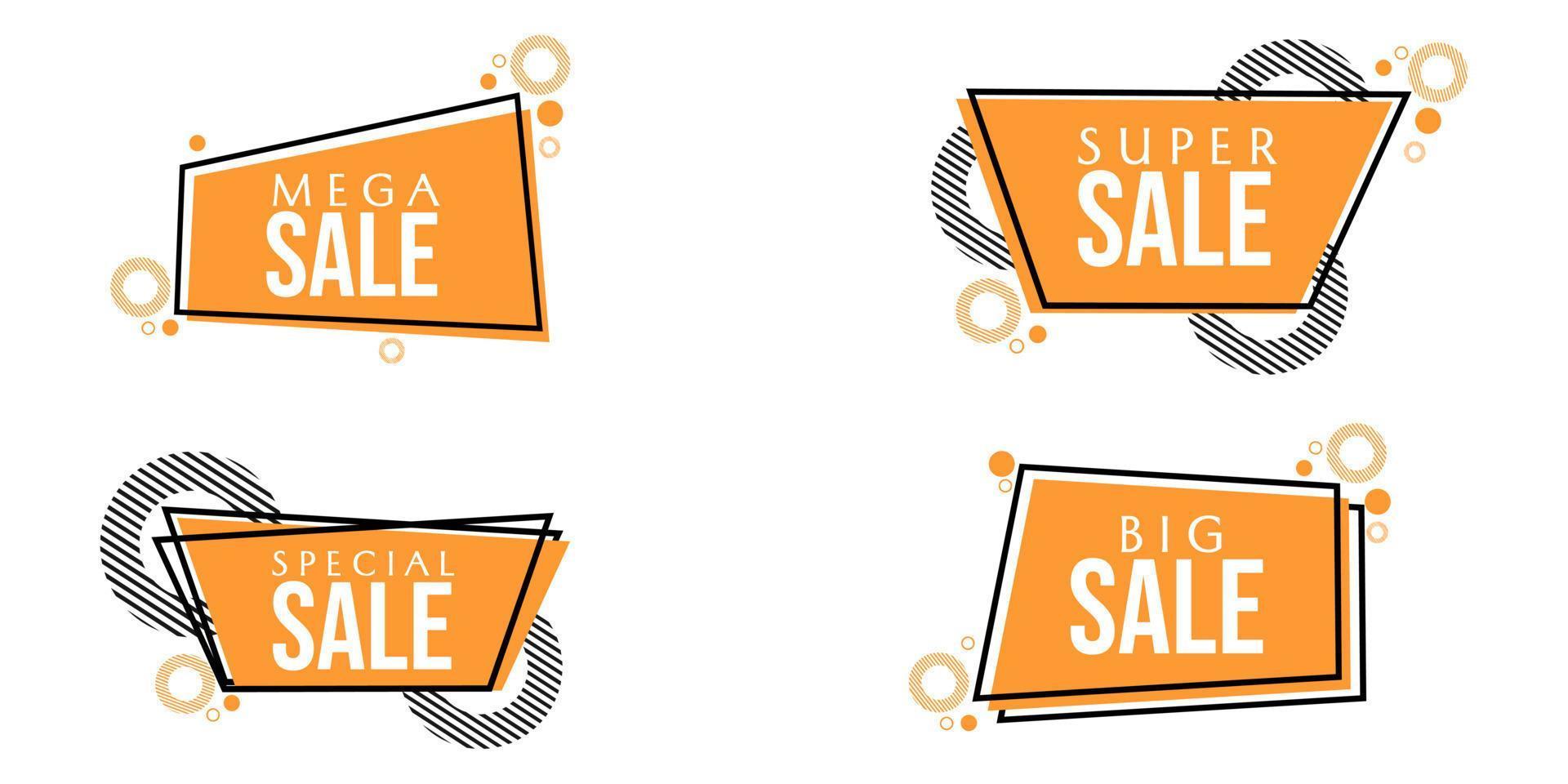 set of orange discount advertising badge designs. square background vector