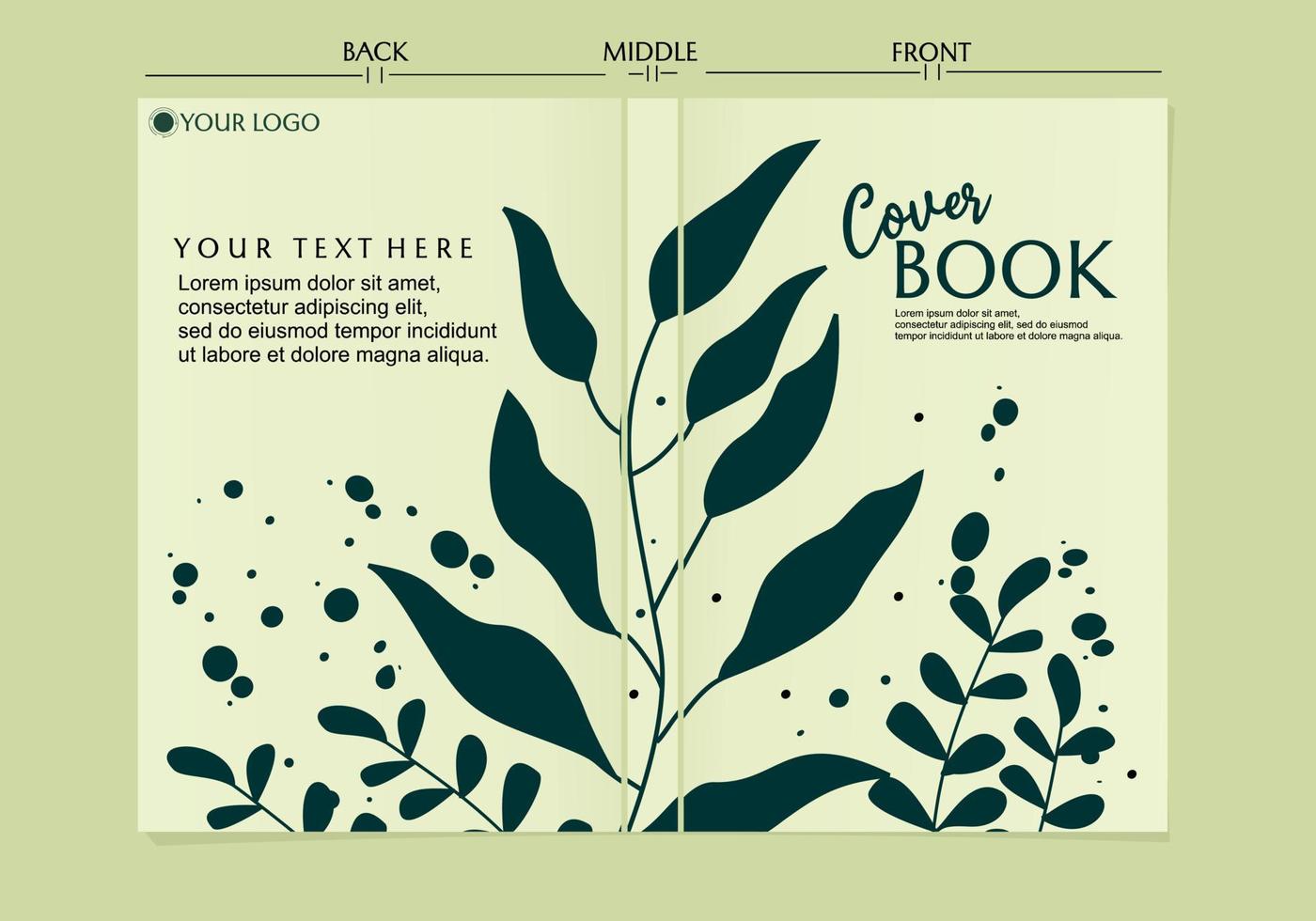 set of book cover designs on nature theme with leaf silhouettes. elegant and modern background vector