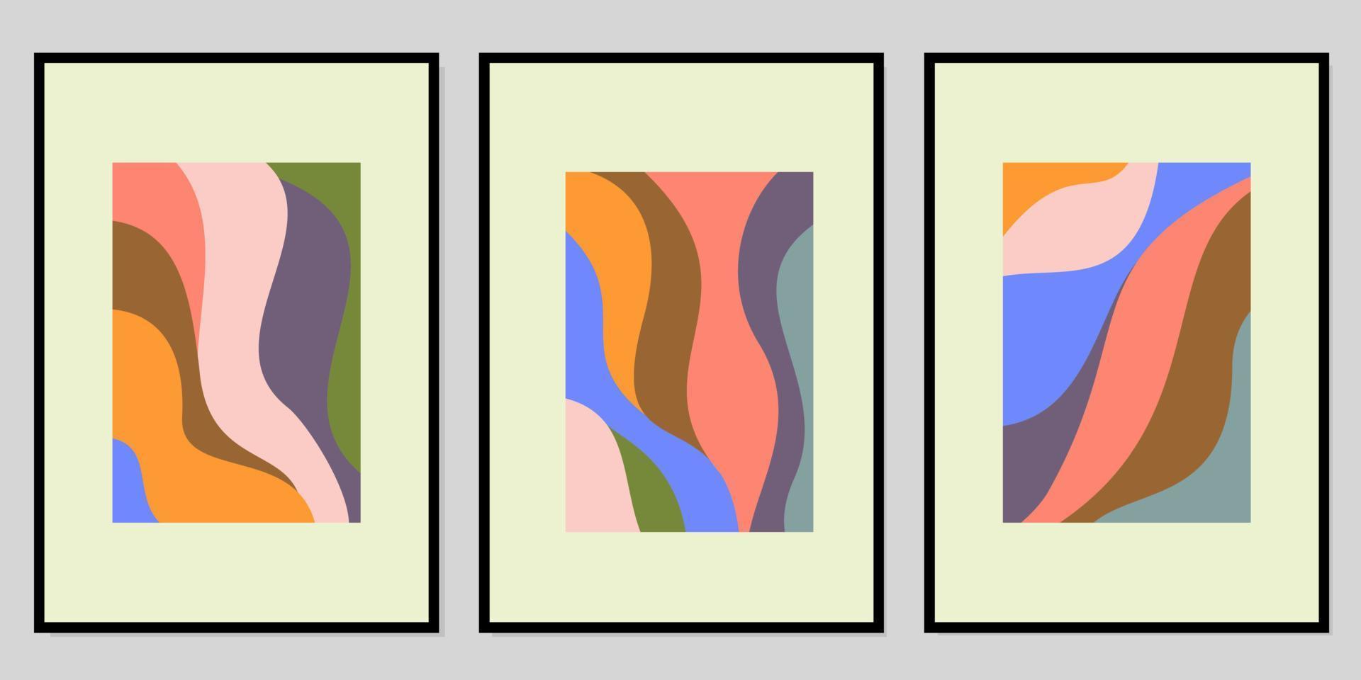set of colorful abstract wall decor designs. aesthetic styled portrait background. vector