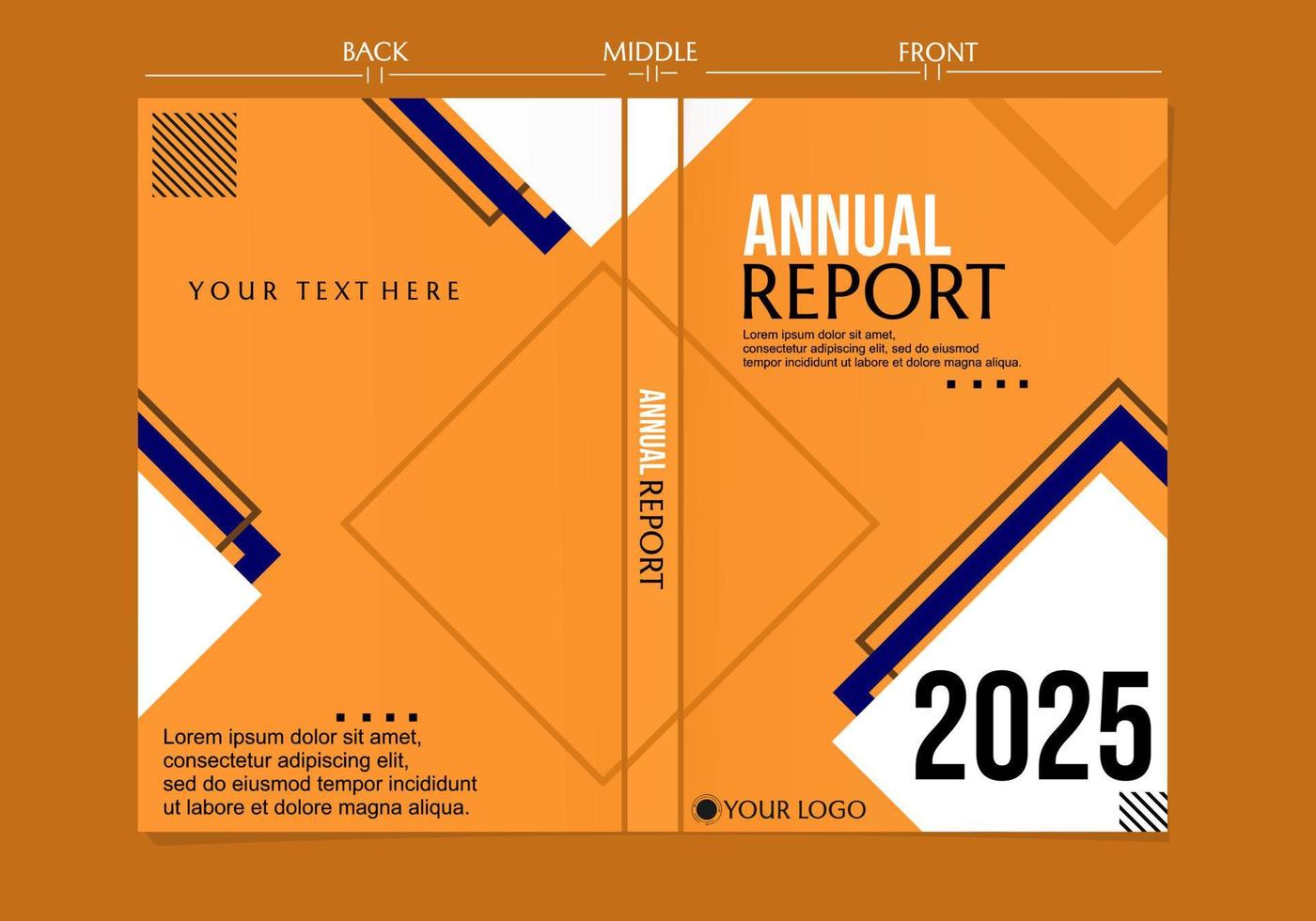 conjunto de diseños de portada de libro de color naranja con elementos geométricos cuadrados. fondo moderno y elegante vector