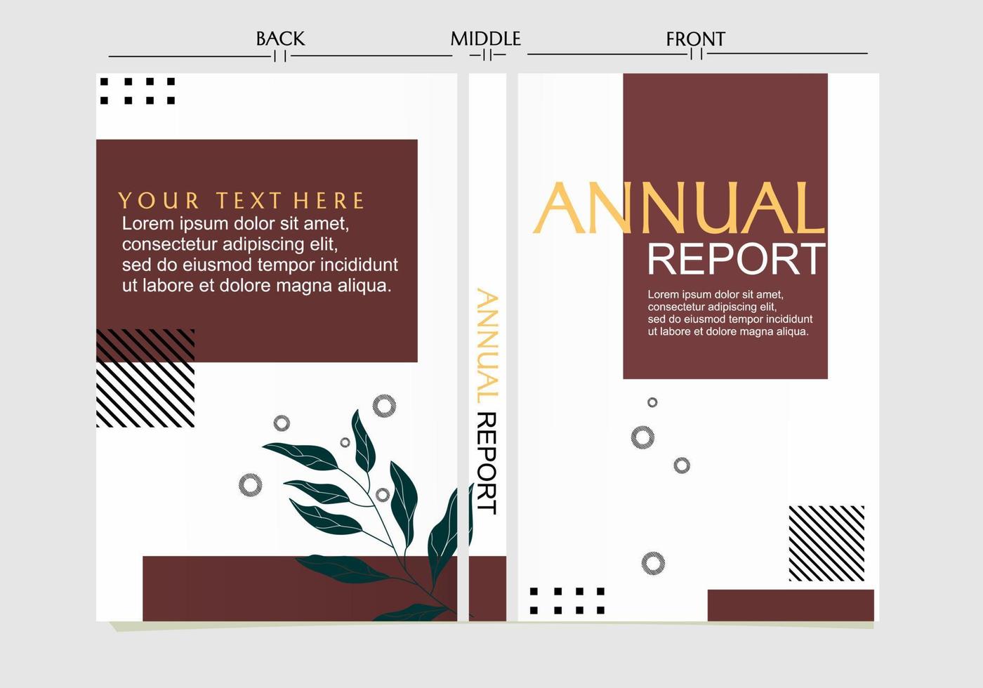elegant and trendy brown color book cover design set. geometric background vector