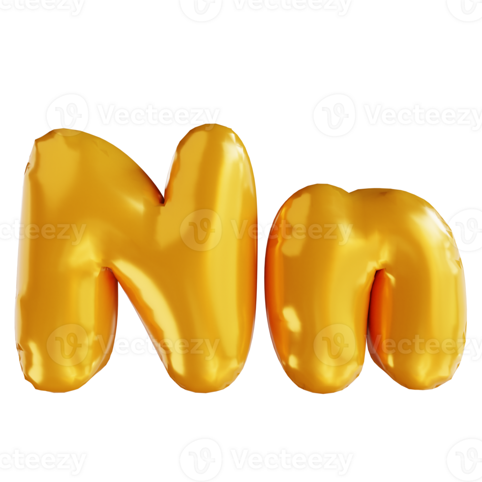 3d illustration balloon alphabet N png