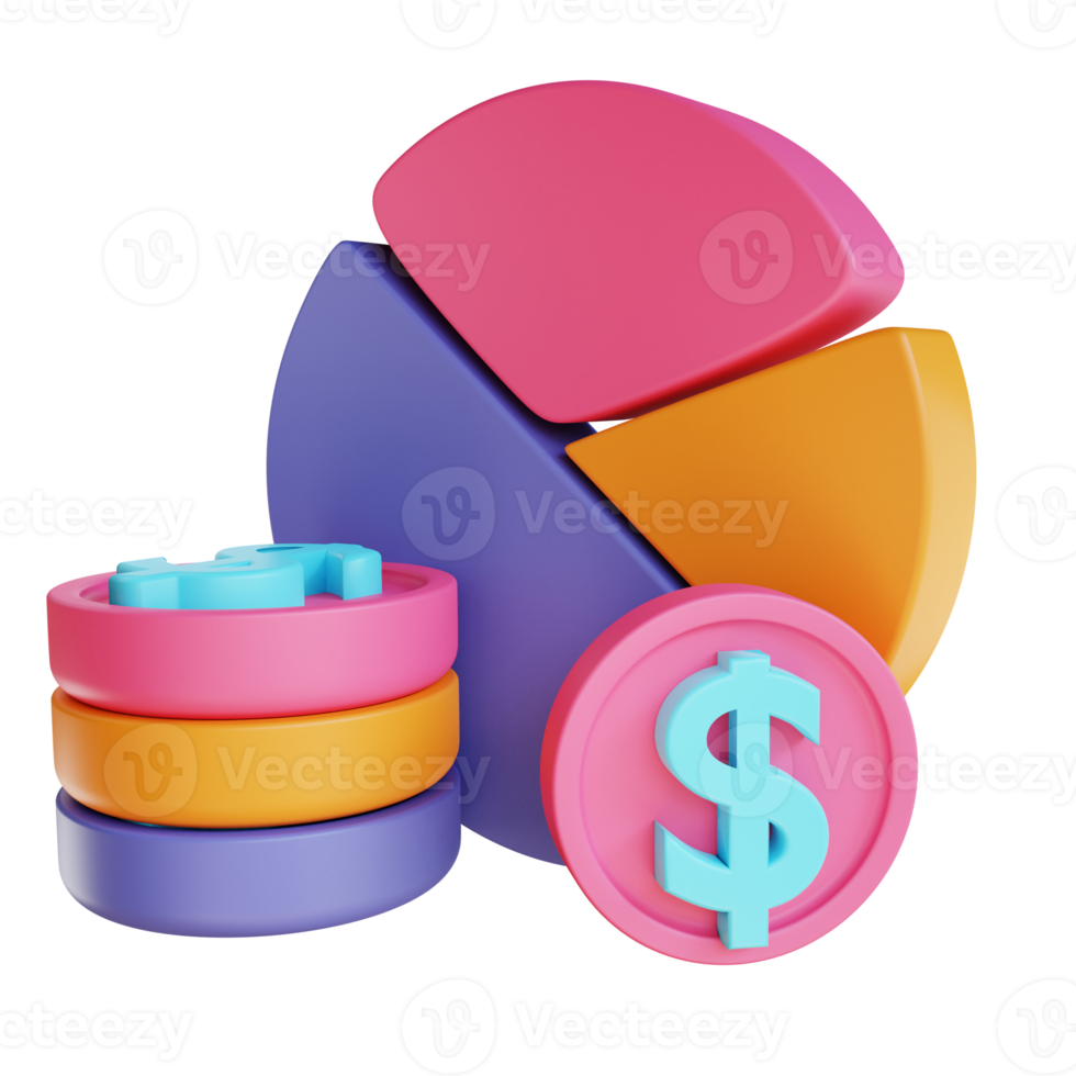 3D illustration pea chart and statistics png