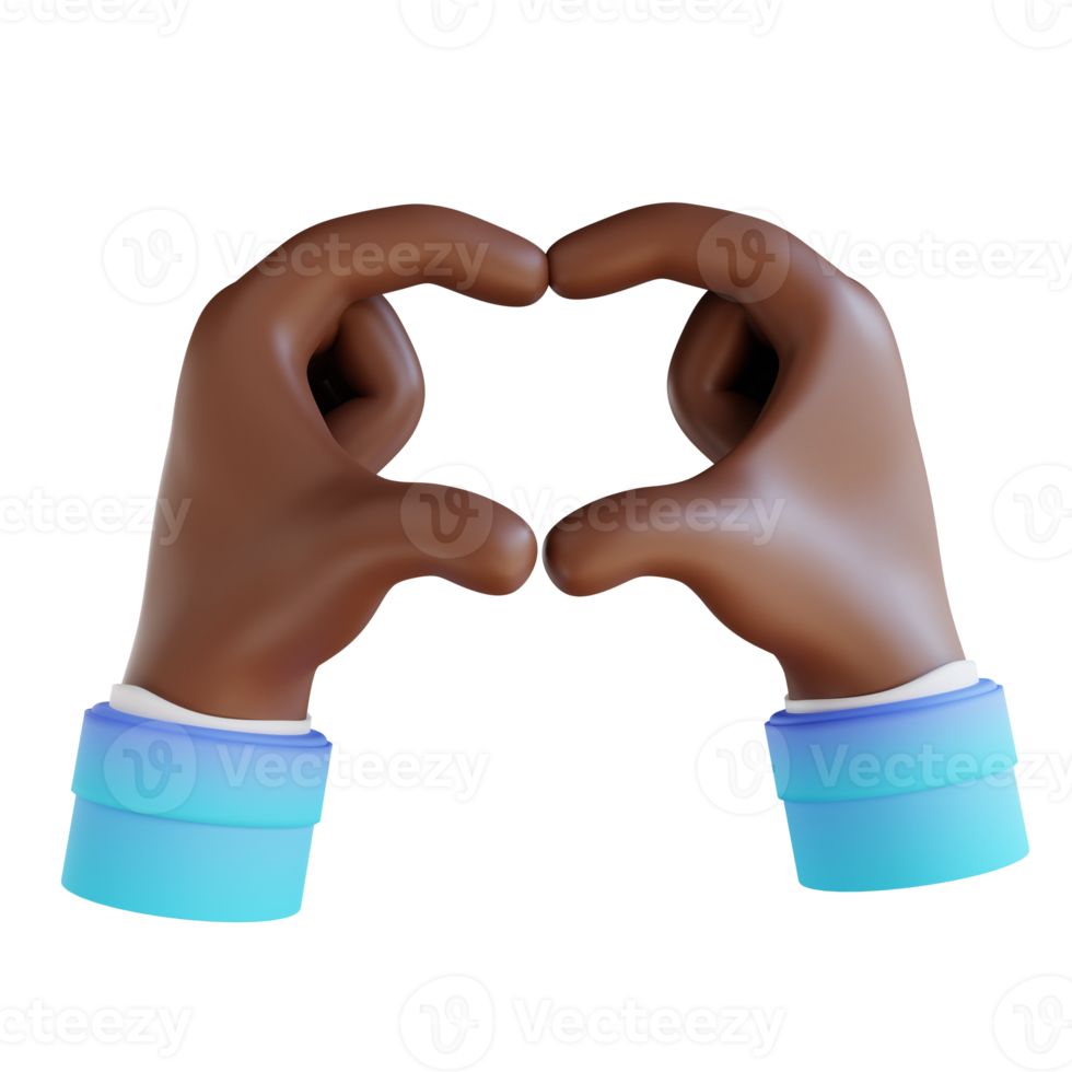 3d illustration coeur gestes de la main png