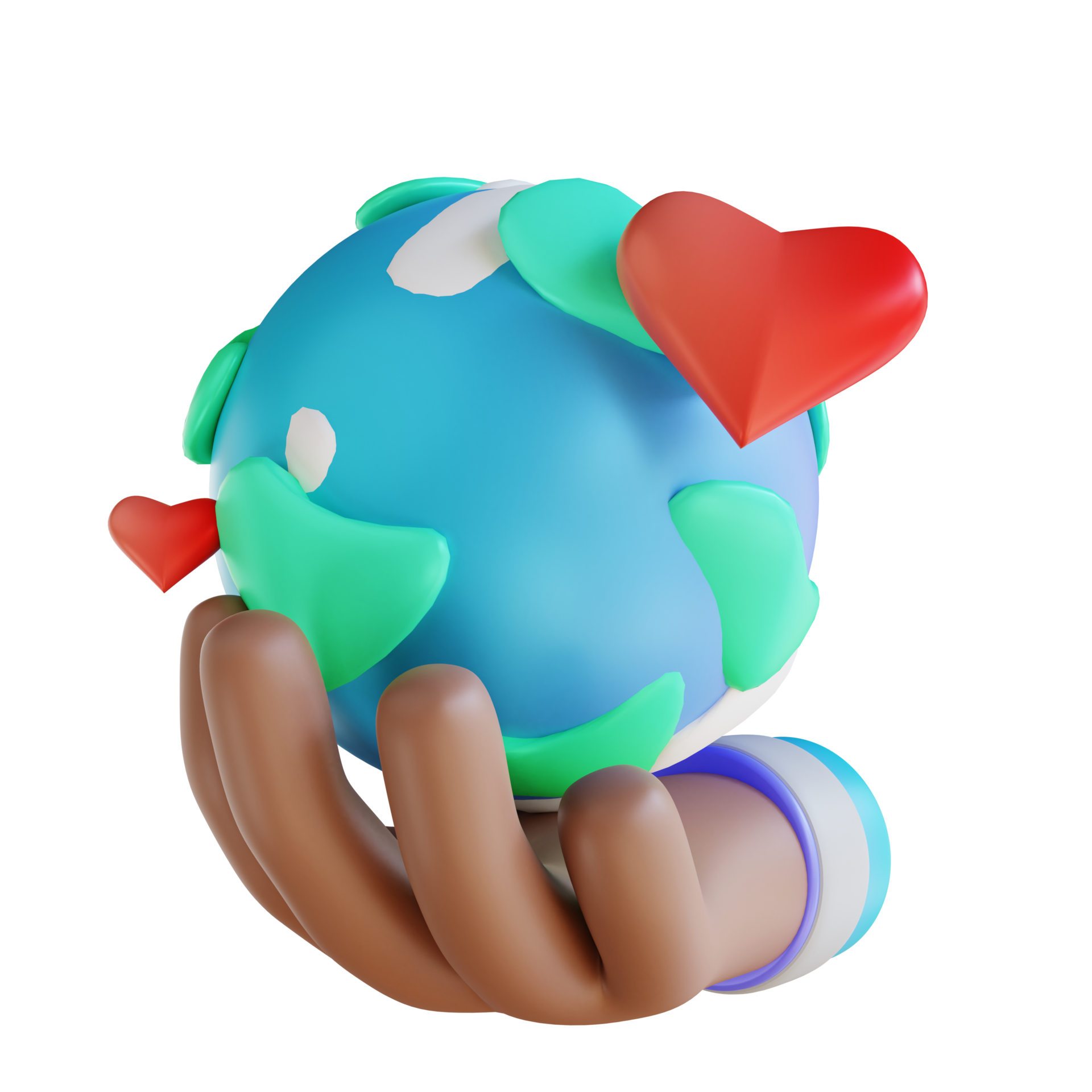 3D illustration hand and love earth 10854418 PNG