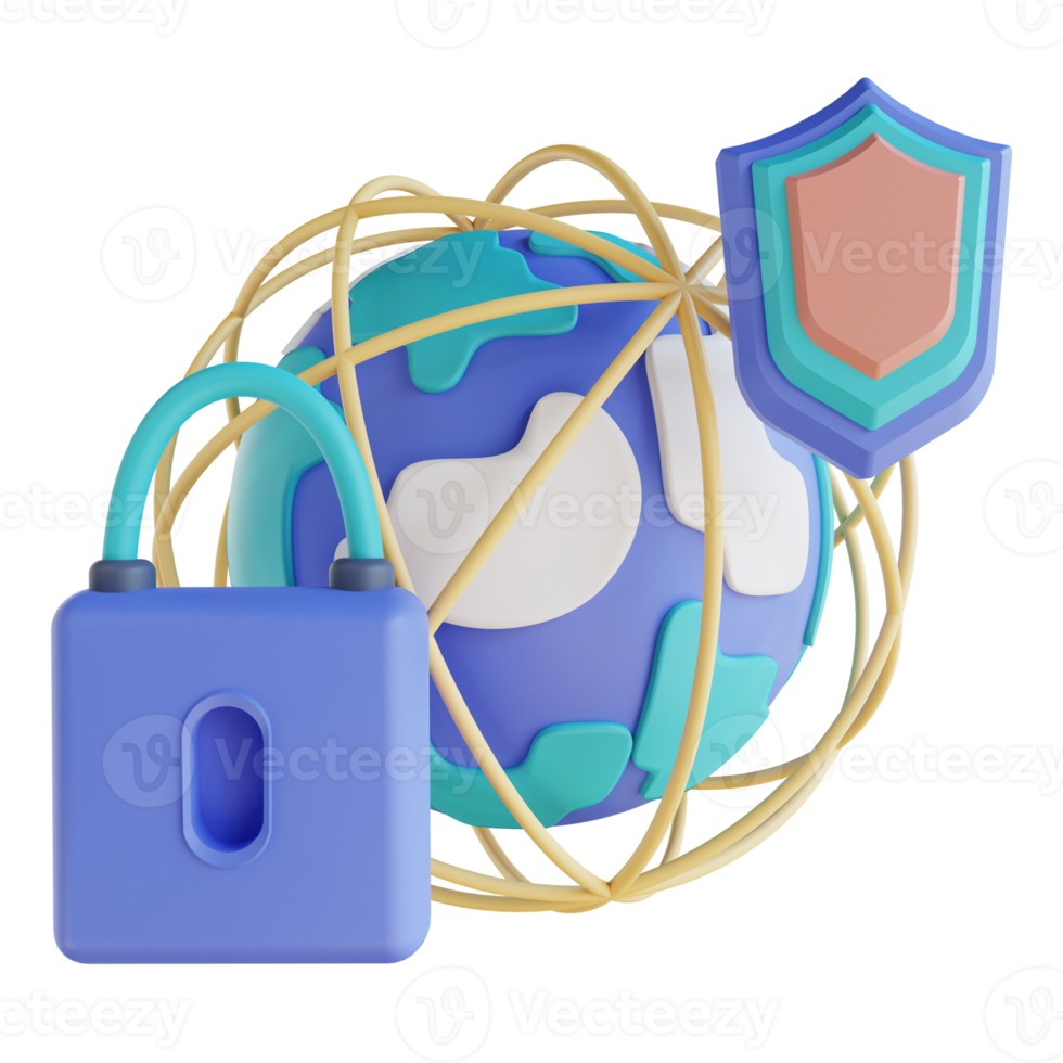 3D illustration global security png