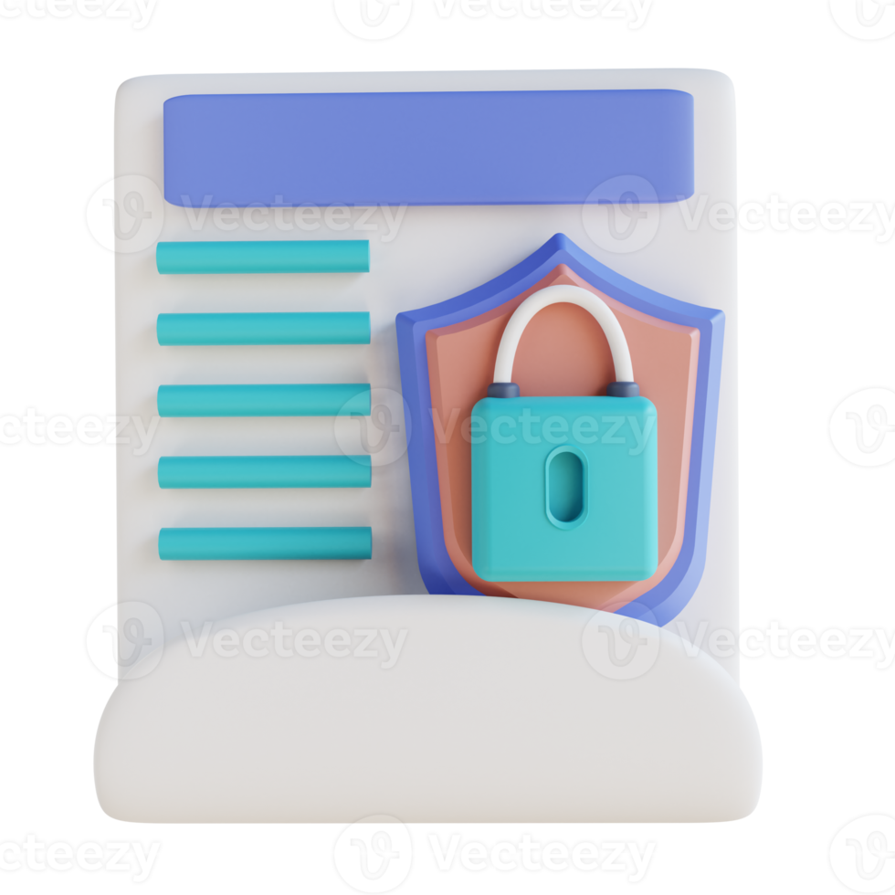 3D illustration locked document security png