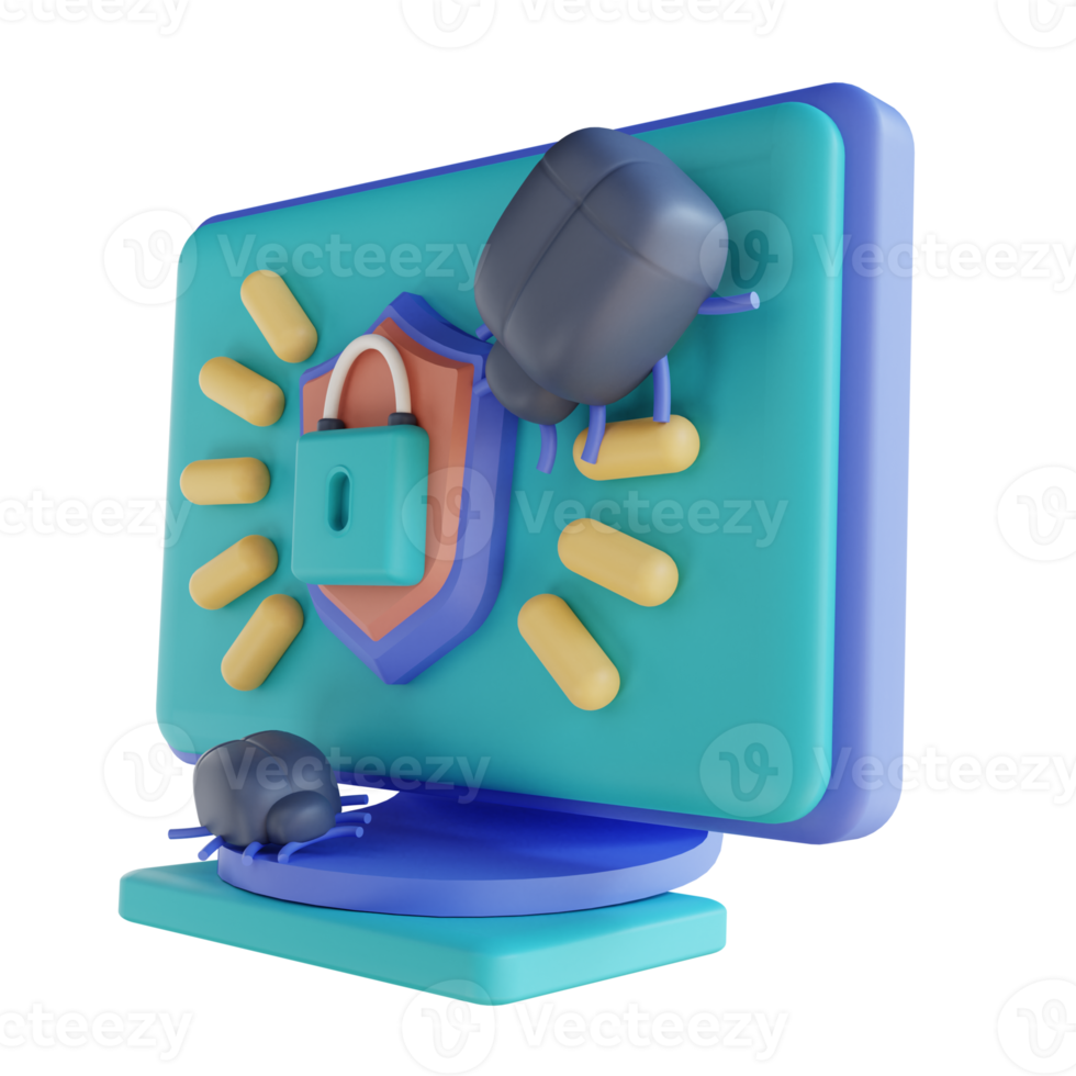 3D illustration virus computer security png