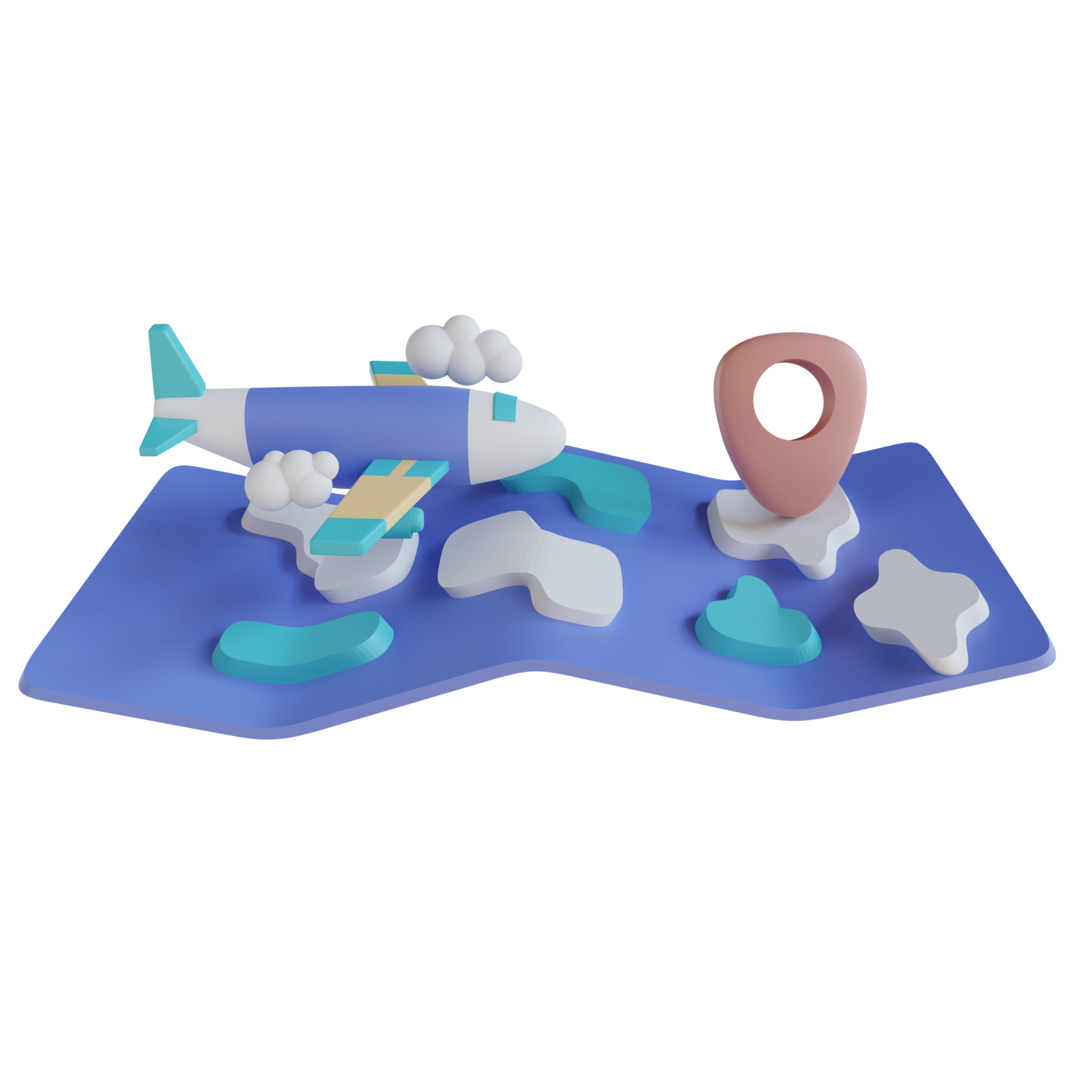 3D illustration airplane travel map 10854448 PNG