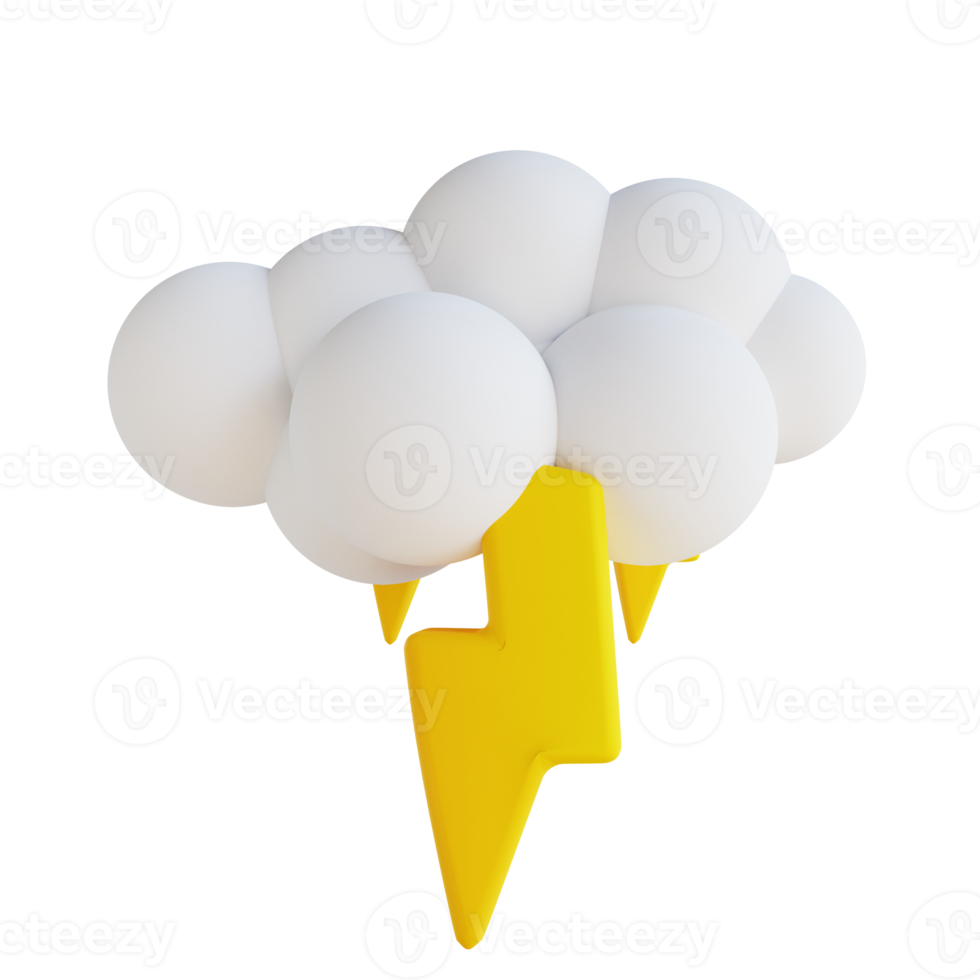 3D illustration cloudy weather and lightning png