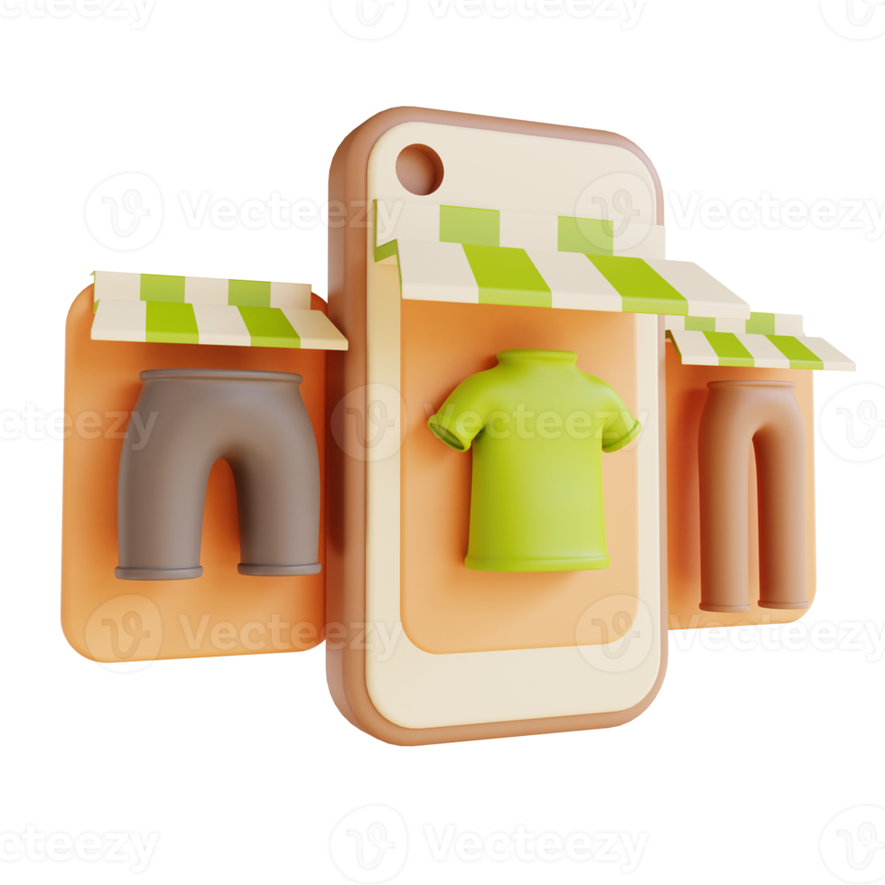 3D illustration online store Shirt and pants png