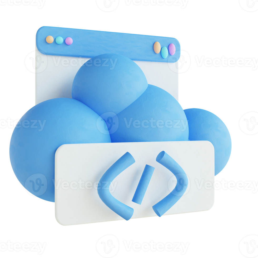 3D illustration cloud code website png