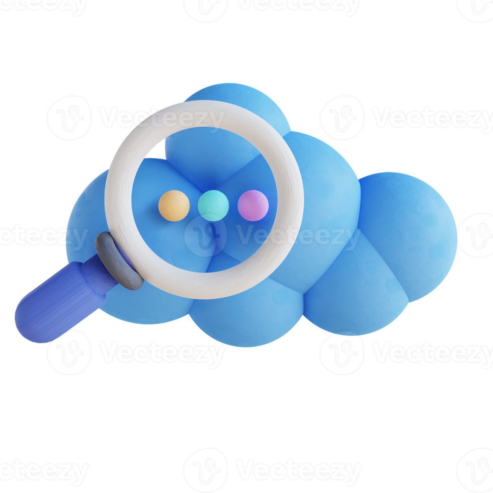 3D illustration search data cloud png
