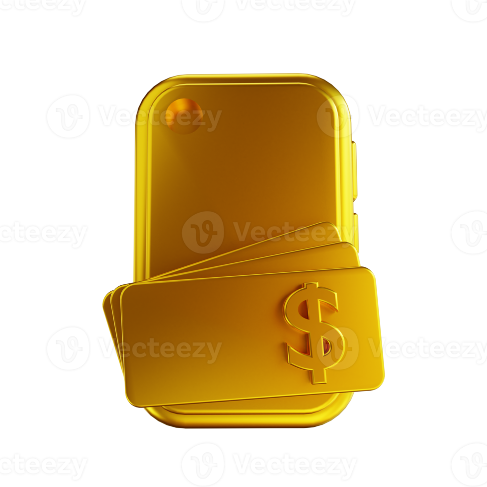 3D illustration golden digital money png
