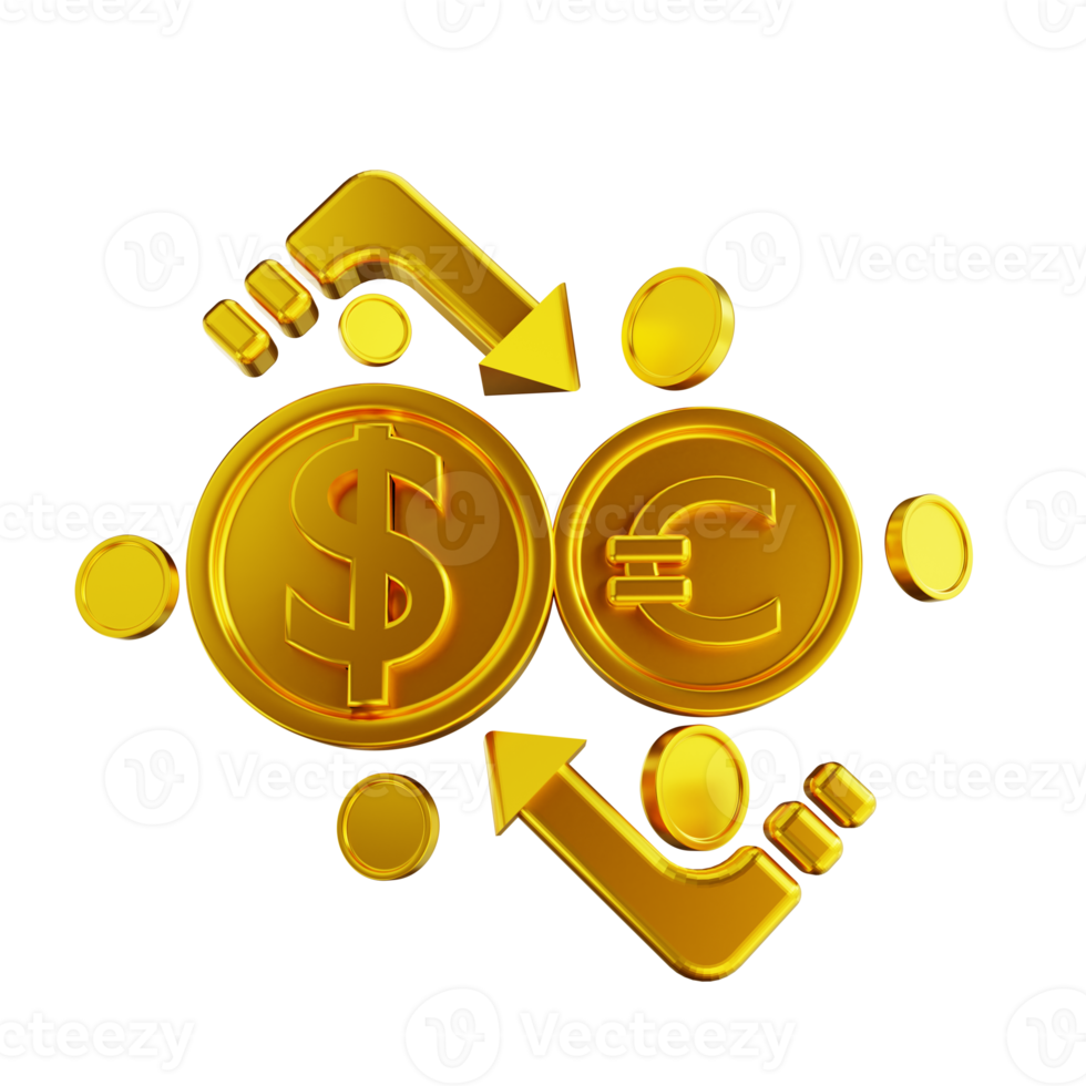 3D illustration golden money exchange 10854980 PNG