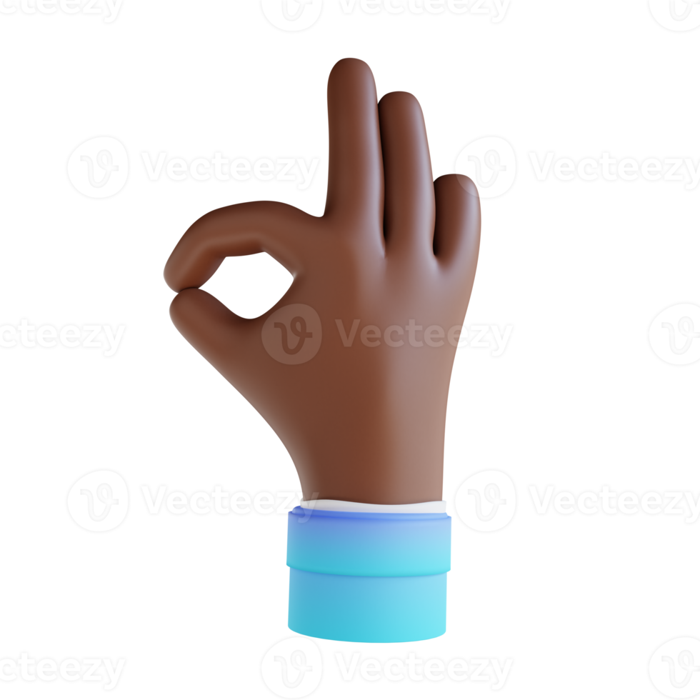 3D illustration showing ok hand gestures png