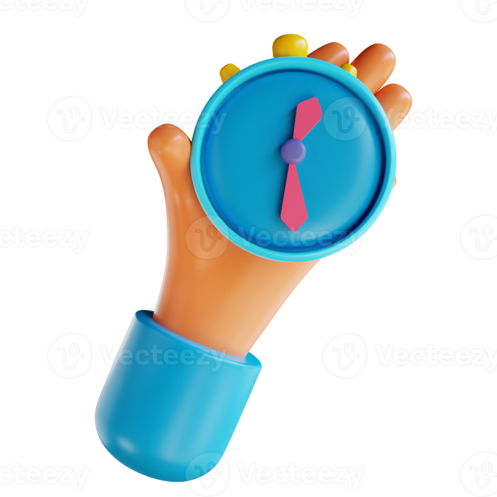 3D illustration hand and time management suitable for marketing png