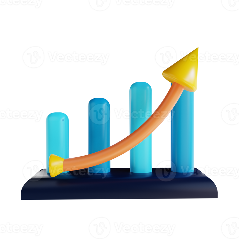 3D illustration graph up suitable for marketing png